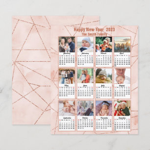Budget 2023 Rose Gold Modern Photo Calendar Card