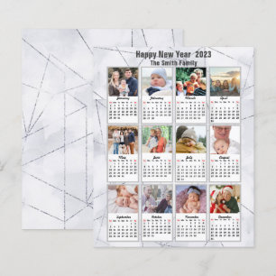 Budget 2023 Silver Gold Family Photo Calendar Card