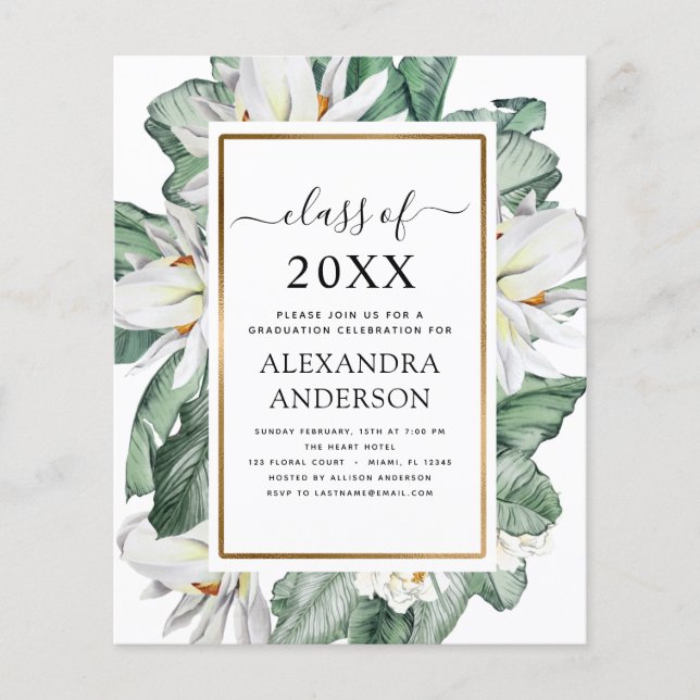 Budget 2023 Tropical Graduation Magnolia Floral Flyer (Front)