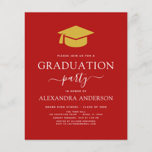 Budget 2025 Graduation Party Red Gold Flyer