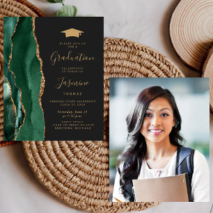 Budget 2026 Graduation Green Agate Photo Invite
