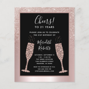 Budget 21st Birthday Champagne Toast Party Invite