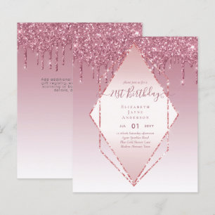BUDGET 21st Birthday Dripping Glitter Glamour Invi