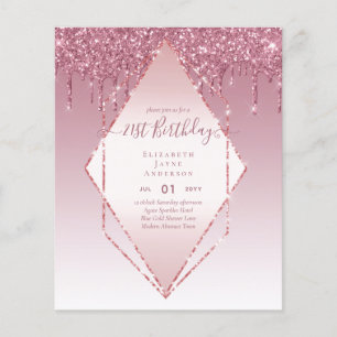 BUDGET 21st Birthday Dripping Glitter Glamour Invi Flyer