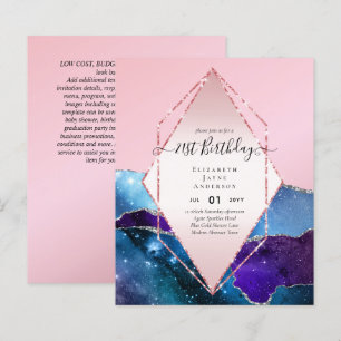 BUDGET 21st Birthday Glittery AGATE Sparkle Invite
