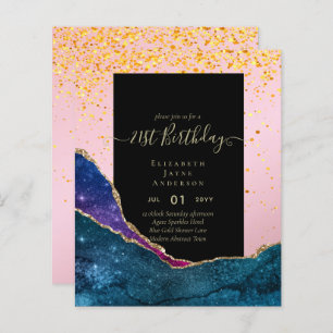 BUDGET 21st Birthday Glittery AGATE Sparkle Invite