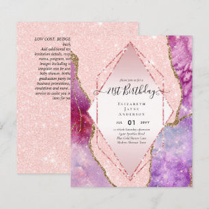 BUDGET 21st Birthday Glittery AGATE Sparkle Invite