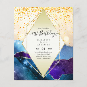 BUDGET 21st Birthday Glittery AGATE Sparkle Invite Flyer