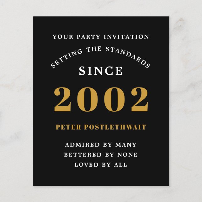 Budget 21st Birthday Invitation Black And Gold Flyer (Front)