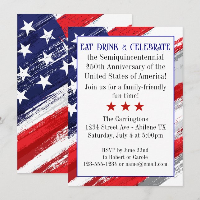 Budget 250th Anniversary Celebration Invitation (Front/Back)