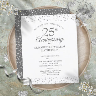 Budget 25th Anniversary Silver Hearts Invitation