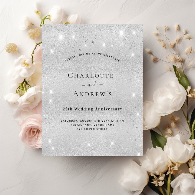 Budget 25th wedding anniversary silver glitter  (Creator Uploaded)