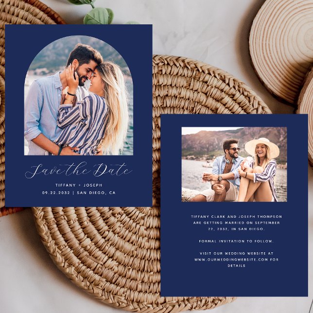 Budget 2-Photo Arch Navy Blue Save the Date (Creator Uploaded)
