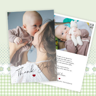 Budget 2 photo bébé simple carte de remerciements