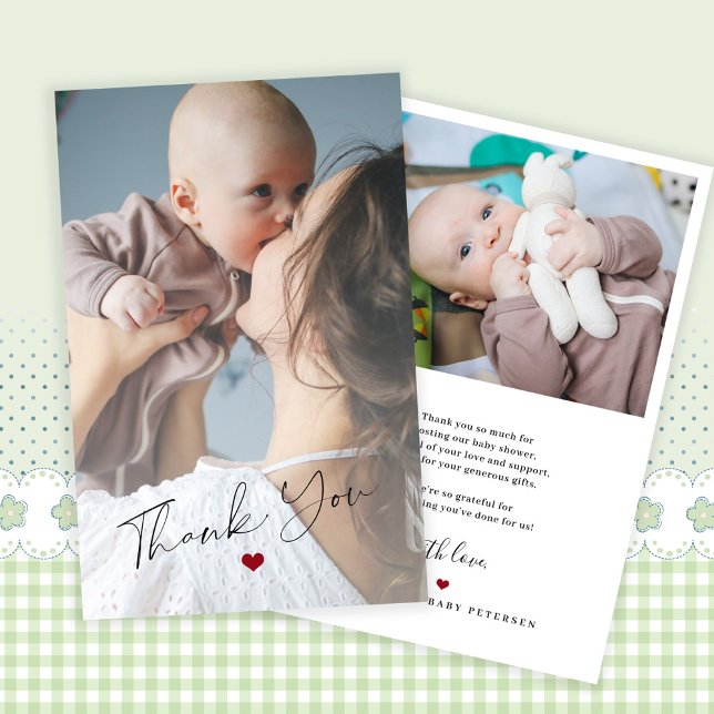Budget 2 photo bébé simple carte de remerciements (Créateur téléchargé)