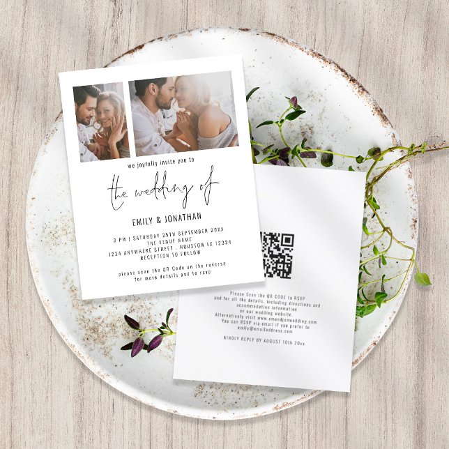 Budget 2 Photo Script QR Code Wedding Invitation (Creator Uploaded)