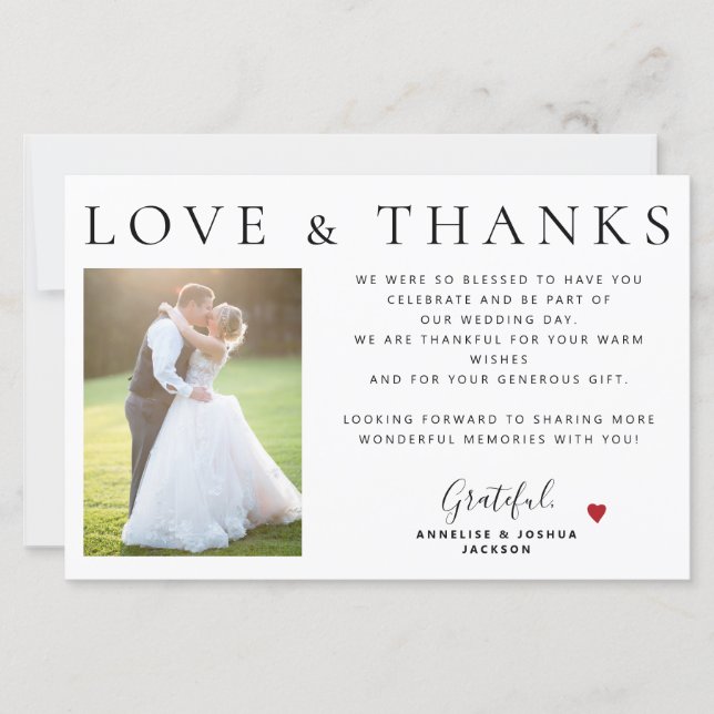 Budget 2 photos love and thanks wedding thank you (Front)