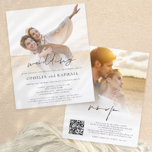Budget 2 Photos Overlay Boho Wedding Invitation 