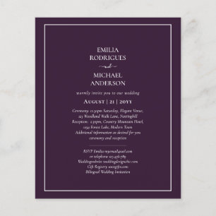 BUDGET 2in1 Bilingual Wedding Invite Plum Purple Flyer