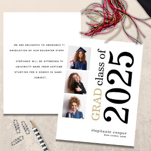 Budget 3 photo 2024 White Graduation Announcement