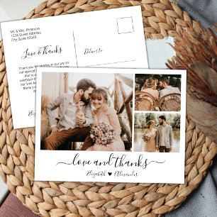 Budget 3 Photo Collage Wedding Thank You Postcard