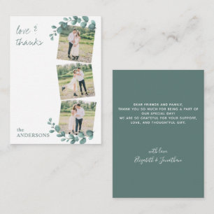 Budget 3 Photos Eucalyptus Wedding Thank You Card