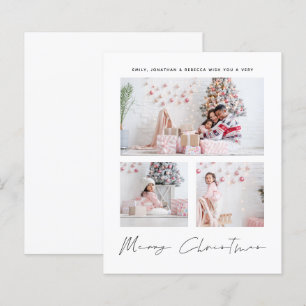 BUDGET 3 Photos Family Merry Christmas Card