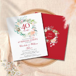 Budget 40th Anniversary Surprise Party Invitation<br><div class="desc">Featuring a delicate watercolor floral garland,  this chic botanical surprise party 40th wedding anniversary invitation can be personalized with your special ruby anniversary information. The reverse features a matching floral garland framing the anniversary dates in elegant white text on a ruby background. Designed by Thisisnotme©</div>