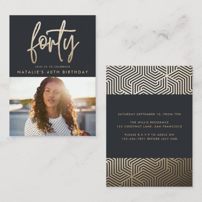 budget 40th birthday simple stylish elegant script card (Front/Back)