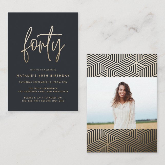 budget 40th birthday simple stylish elegant script card (Front/Back)