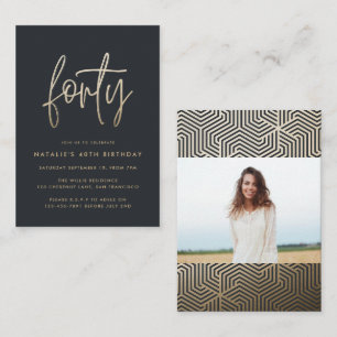budget 40th birthday simple stylish elegant script card