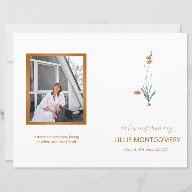 Budget 4-page Flower Floral Funeral Program (Front)