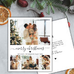 Budget 4 Photo Collage Heart Script Christmas Card<br><div class="desc">Budget Elegant Modern Black and White Heart Script 4 Photo Collage Merry Christmas Script Holiday Thin Card. Note: thinner than postcard! This festive minimal four (4) photo holiday card template features a pretty photo collage, a little doodle heart and says Merry Christmas! The „Merry Christmas” greeting text is written in...</div>