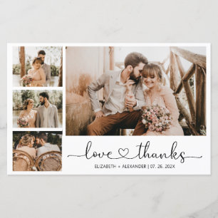 Budget 4 Photo Collage Wedding Thank You Card