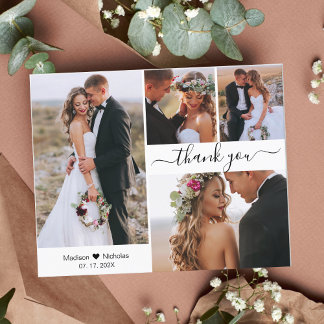 Budget 4 Photo Collage Wedding Thank You Script Flyer