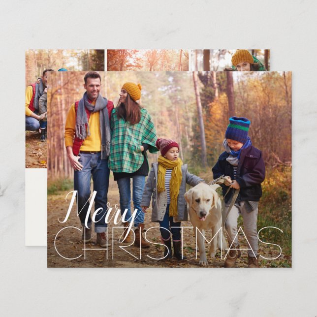 Budget 4 Photo Merry Christmas Cards (Front/Back)