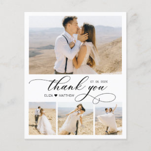 Budget 4 Photo Script Heart Wedding Thank You Card