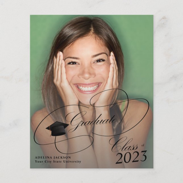Budget 4 photos script graduation announcement (Front)