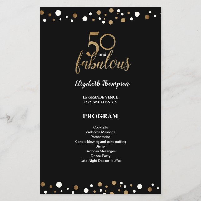 Budget 50 and fabulous fiftieth Birthday Program (Back)