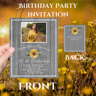 Budget 50 and Fabulous   Sunflower grey Birthday