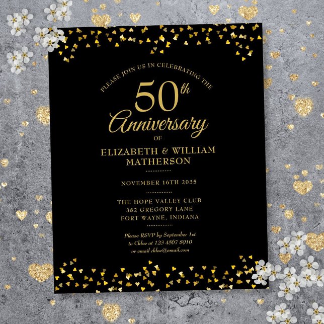 Budget 50th Anniversary Black And Gold Invitation (Budget 50th Anniversary Black And Gold Invitation)
