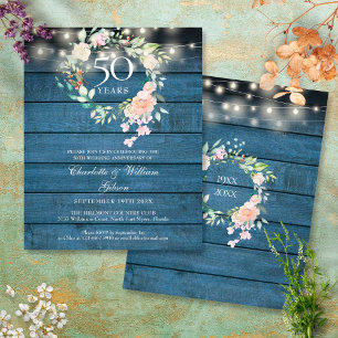 Budget 50th Anniversary Rustic Floral Invitation