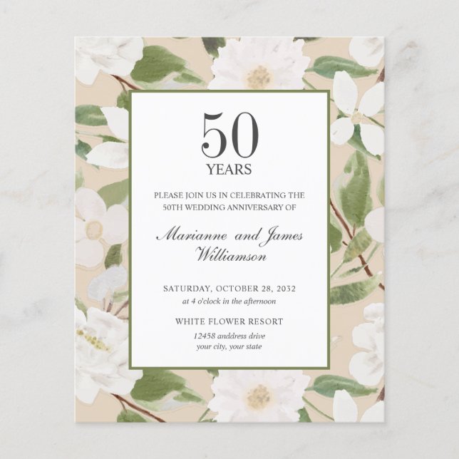 Budget 50th Anniversary White Flowers ivory (Front)