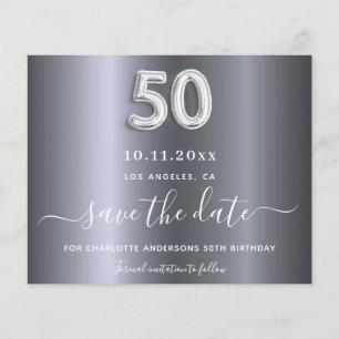 Budget 50th birthday silver metal save the date