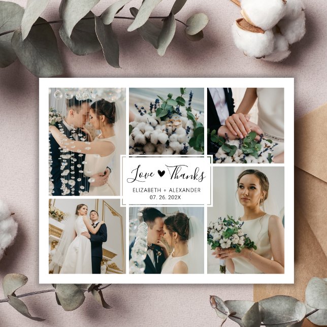 Budget 5 Photo Collage Mariage Merci carte postale (Créateur téléchargé)