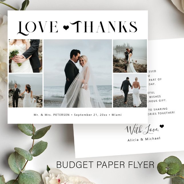 Budget 5 photo collage modern wedding thank you flyer (Creator Uploaded)