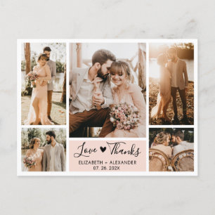 Budget 5 Photo Collage Wedding Thank You Postcard