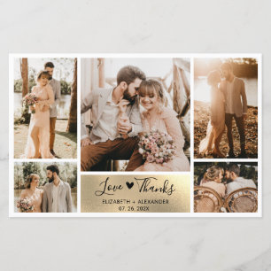 Budget 5 Photos Gold Foil Wedding Thank You Card
