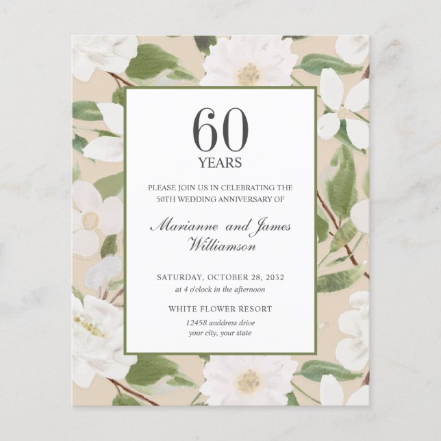 Budget 60th Anniversary White Flowers ivory (Front)
