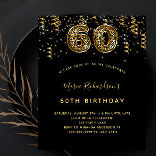 Budget 60th birthday black gold leopard party